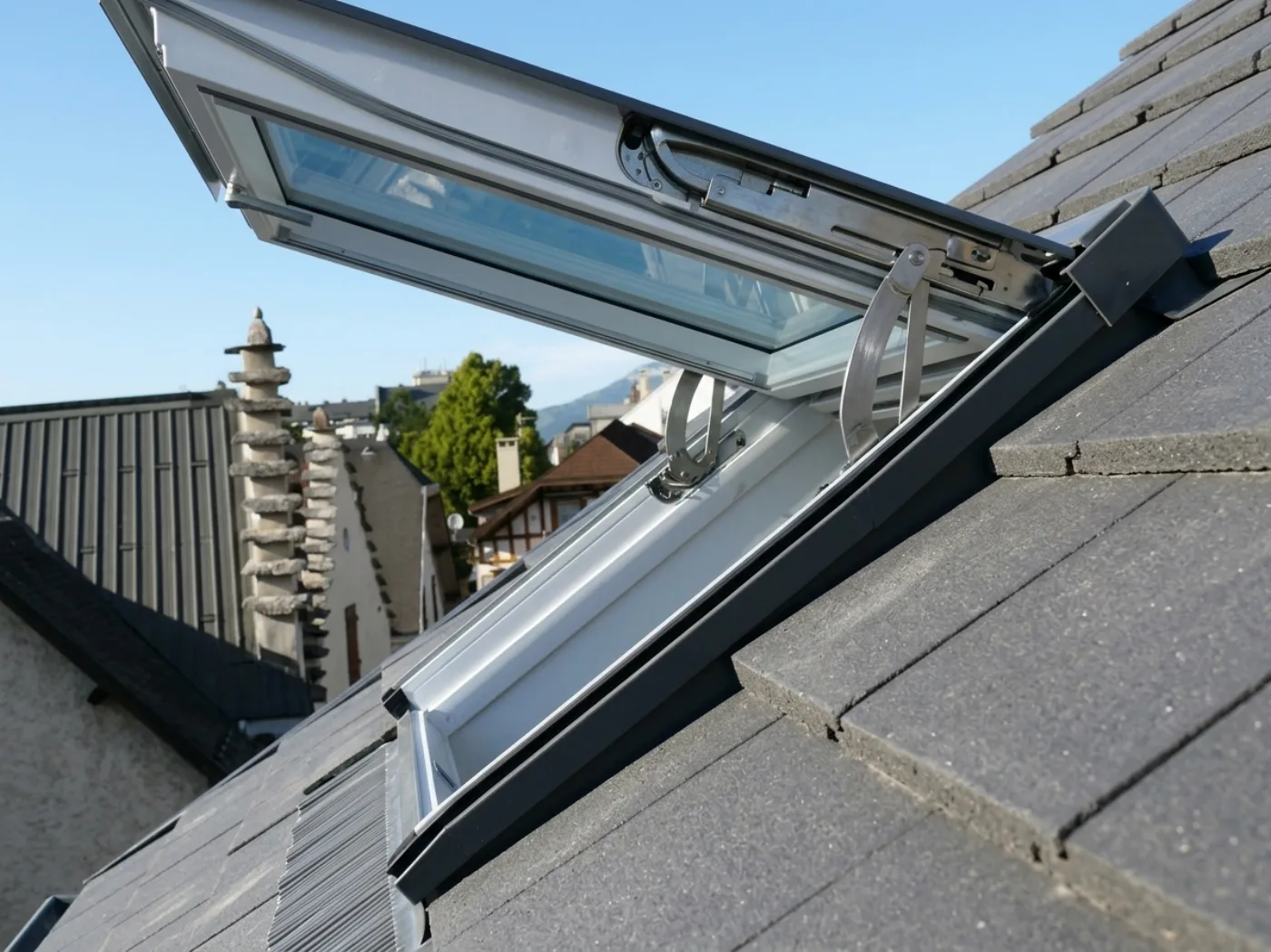 Gros plan mécanisme d'un Velux posé par NTF à Meaux