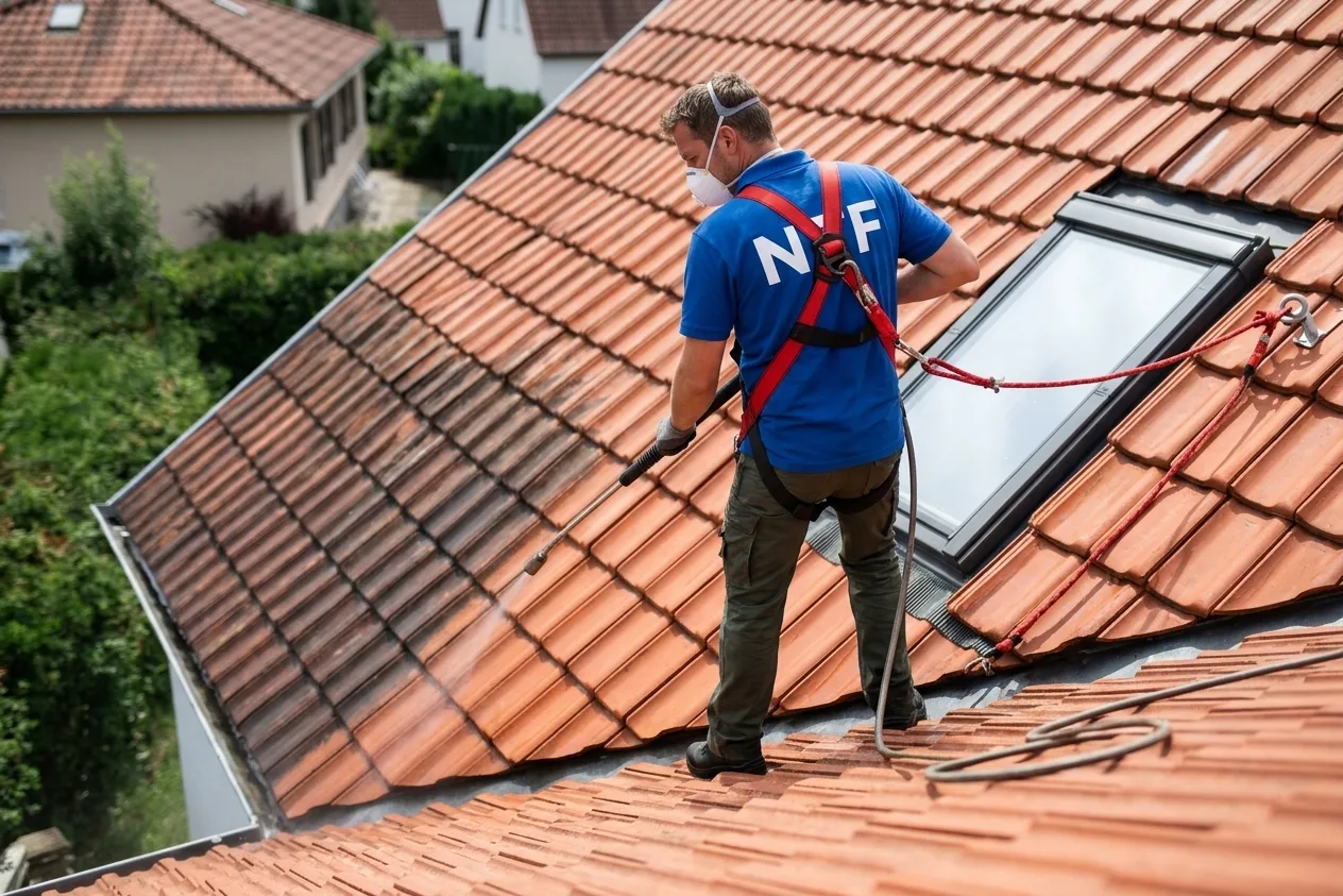 Technicien NTF en traitement hydrofuge de toiture près d'un Velux à Meaux Technicien NTF en traitement hydrofuge de toiture près d'un Velux à Meaux