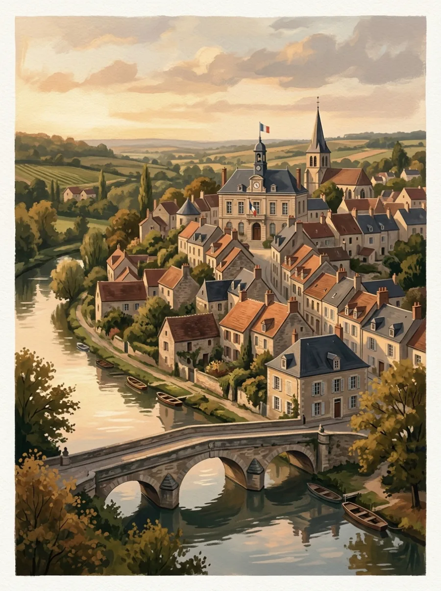 Nettoyage de toiture Dampmart — le pont de Dampmart et le centre-bourg près de la mairie